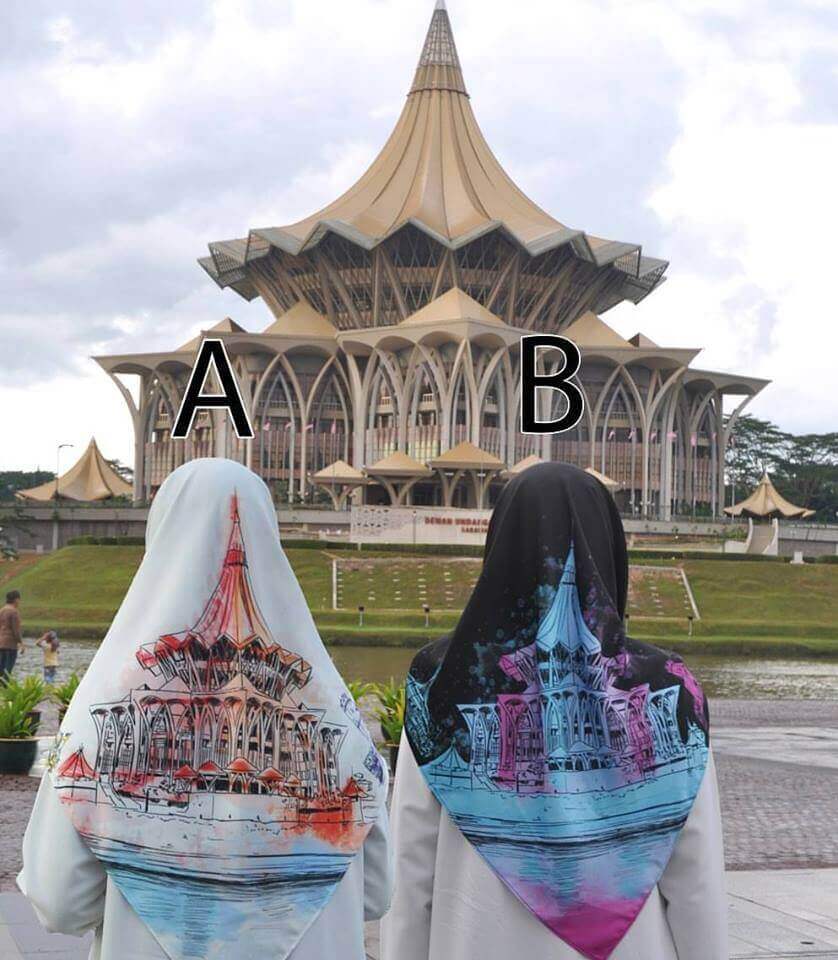Pereka Tudung Ini Tampil Kreatif Dengan Menghasilkan Tudung Bertemakan DUN Sarawak