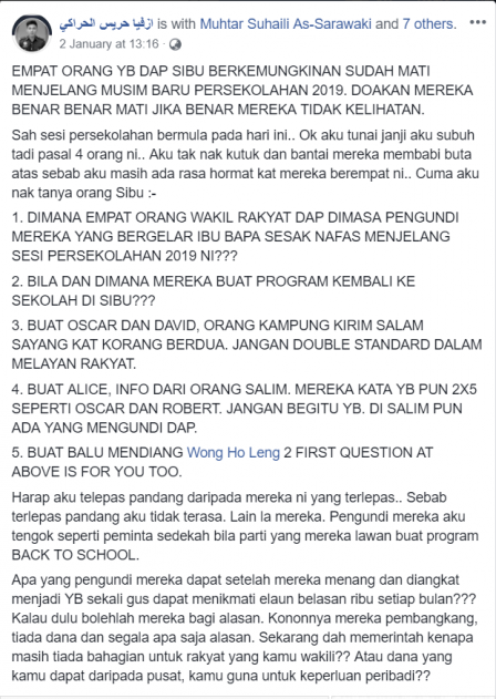 Ahli PAS Direman, Doakan Ahli Parlimen Mati