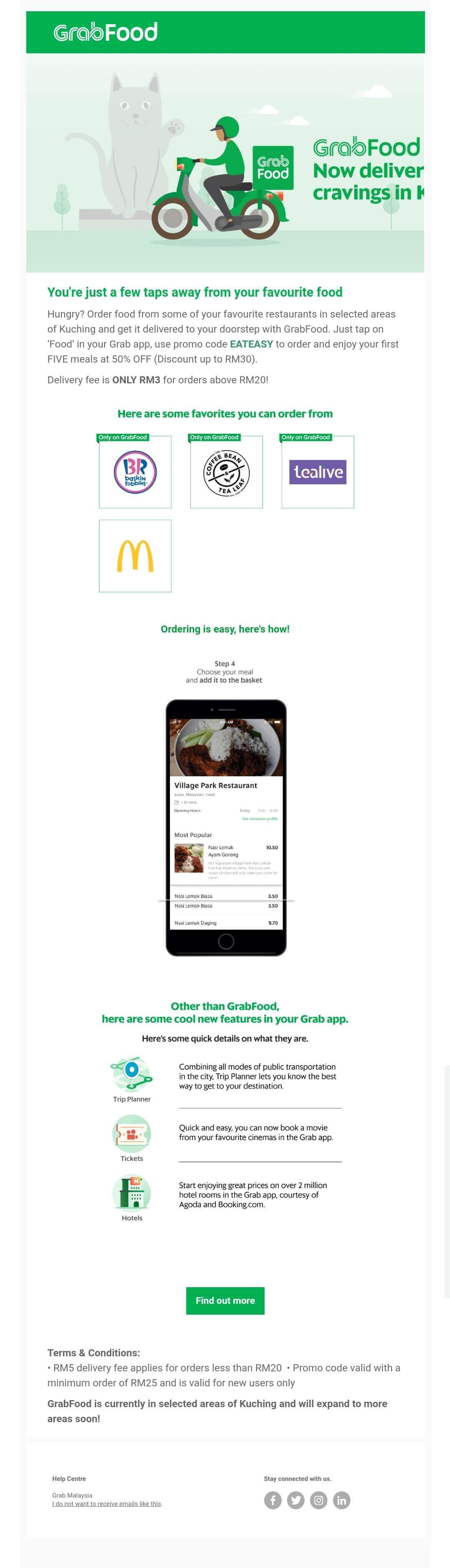 GrabFood Mula Beroperasi Di Kuching. Diskaun setinggi 50% Untuk Pelanggan