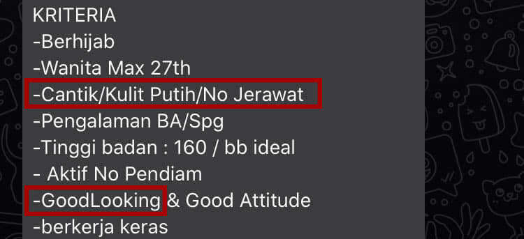 Wajarkah Saiz Badan, Jantina Dan Kaum Jadi Syarat Dalam Jawatan Kosong Di Tahun 2020?