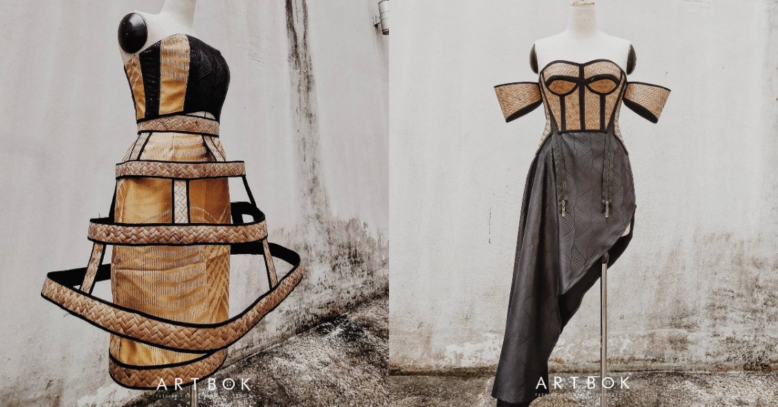 Guna Tikar Bemban Iban Buat Gaun, Idea Kreatif Pereka Muda Ini Curi Perhatian