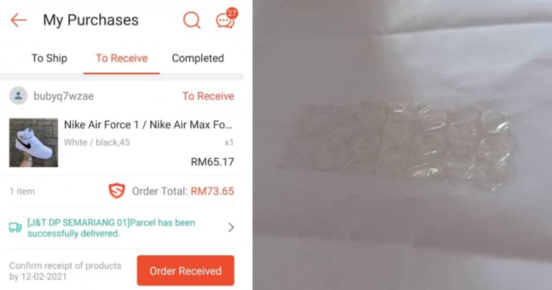 Beli Kasut Tapi Dapat 'Bubble Wrap', Wanita Dari Kuching Ini Geram Ditipu Peniaga Shopee