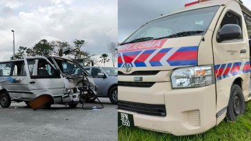 Kemalangan Antara Van Dan Ambulan Di Jalan Pending, Penumpang Van Cedera Parah